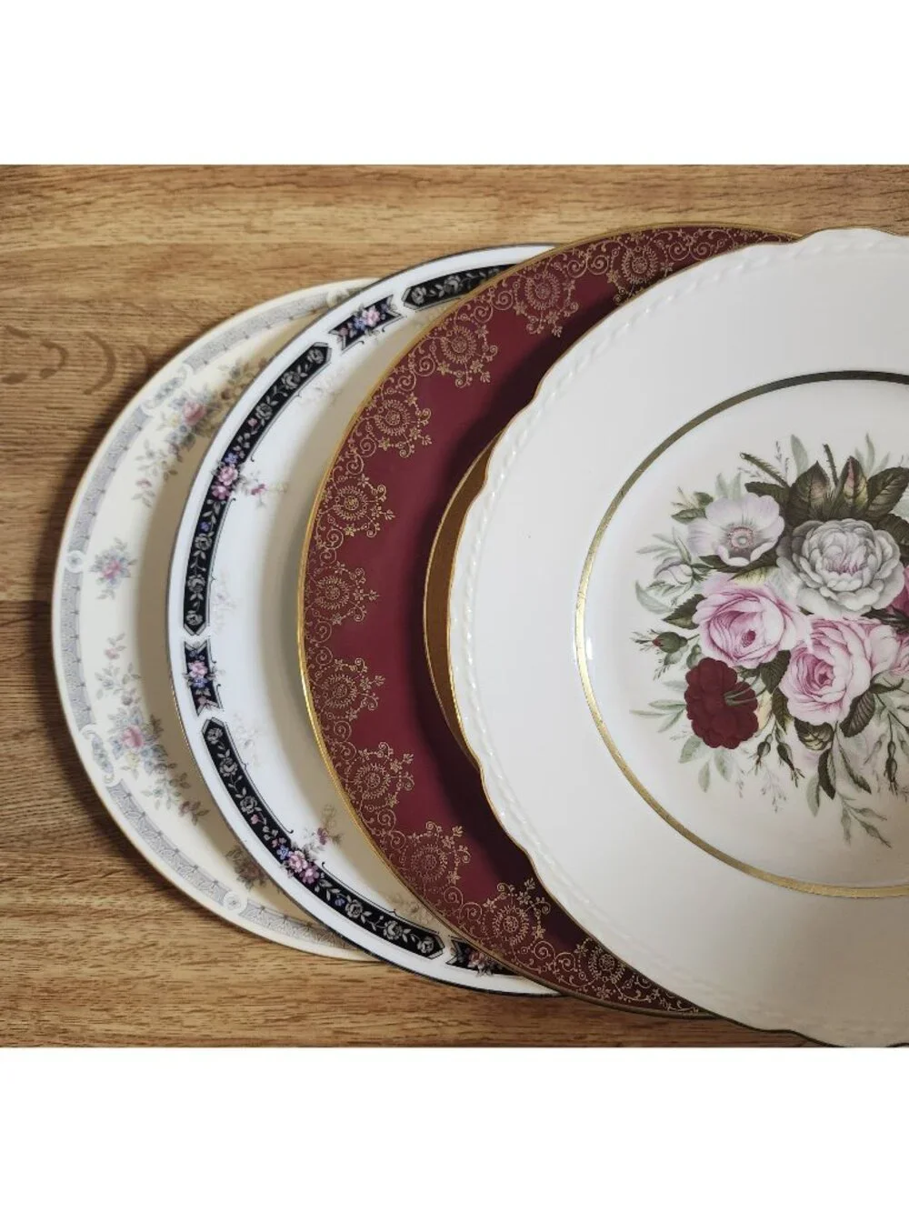 Mismatched Fine China Dinner Plates Gold Rims 10.25-11